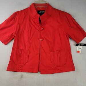 Vintage Sharagano Short Sleeves Jacket S Red Twee Retro Tomato Girl Romantic 90s